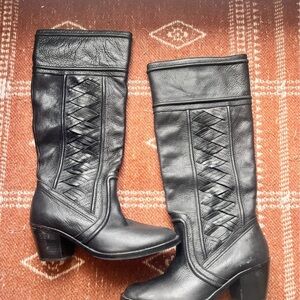 Fossil Women's Black Leather Knee-High Boots